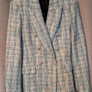 Zara Textured Blue Blazer